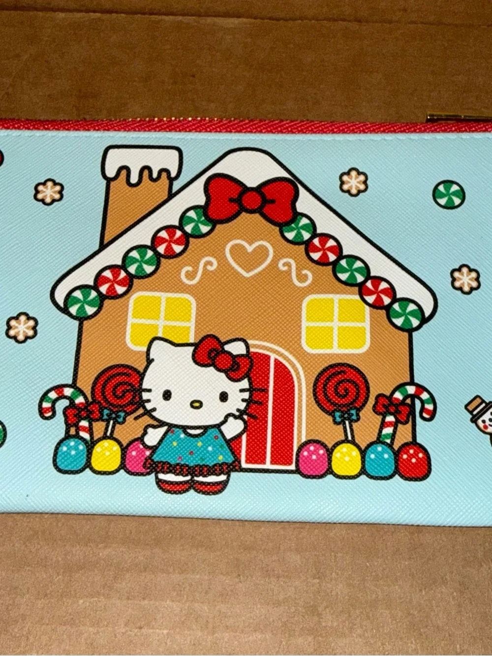 Hello Kitty Christmas Gingerbread House Pencil Pouch Case Zipper 8.5x4.5 A16